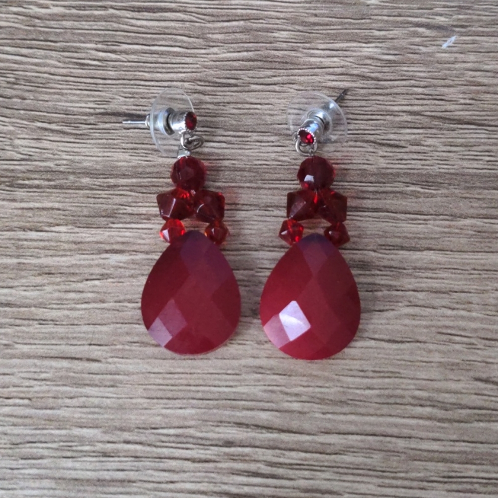 Red drop earrings